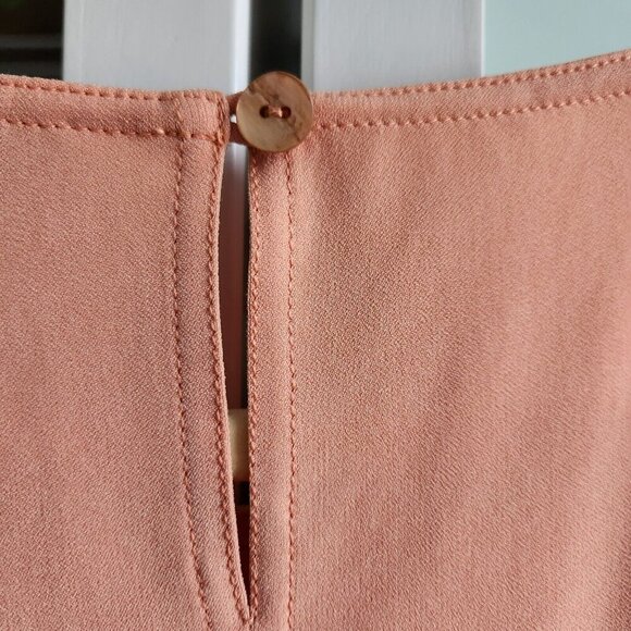 St. John Women Peach Sleeveless Knee-Length Dress Drawstring Waist Pockets Sz 8 - Picture 9 of 12